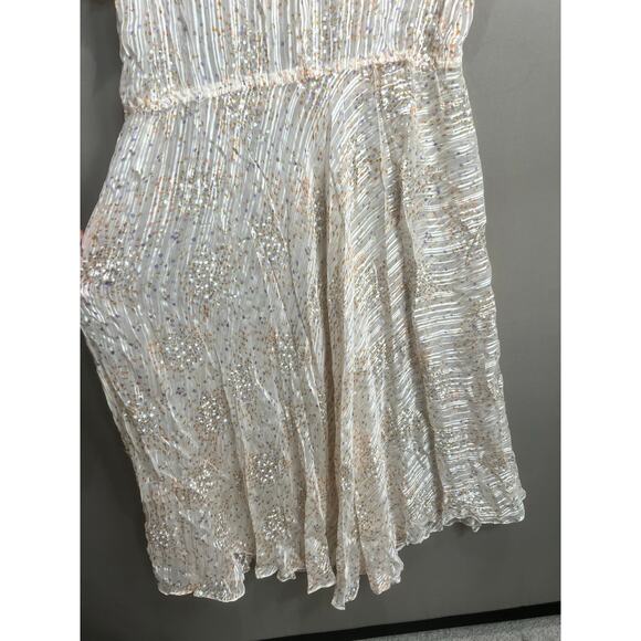 VTG “The Silk Farm” Designed By Incinoo Cream 100% Silk Midi Sheer Dress Sz L - Picture 12 of 14